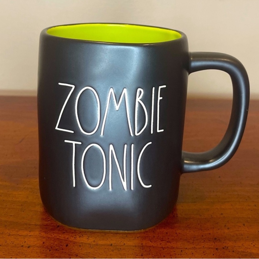New! Rae Dunn Cute Black with Green Zombie Tonic Halloween Ceramic Mug